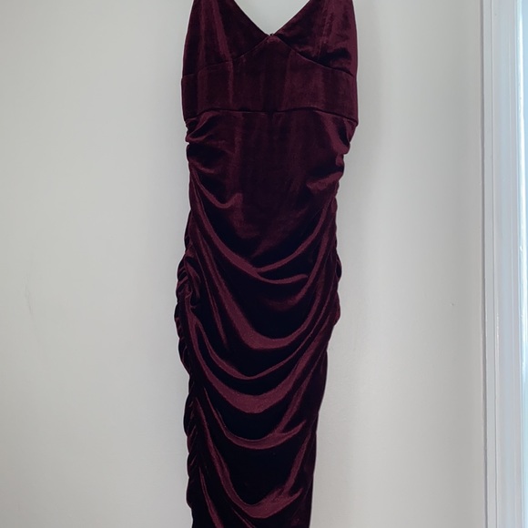 Burgundy Suede Dress . Size M .Spandex - Picture 4 of 5